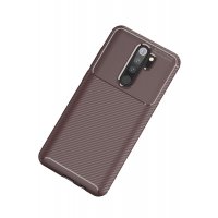 Newface Xiaomi Redmi Note 8 Pro Kılıf Auto Focus Karbon Kapak - Kahverengi