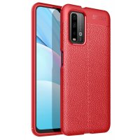 Newface Xiaomi Redmi Note 9 4G Kılıf Focus Derili Silikon - Kırmızı