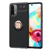 Newface Xiaomi Redmi 9T Kılıf Range Yüzüklü Silikon - Siyah-Gold