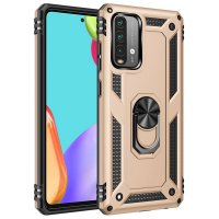 Newface Xiaomi Redmi Note 9 4G Kılıf Sofya Yüzüklü Silikon Kapak - Gold