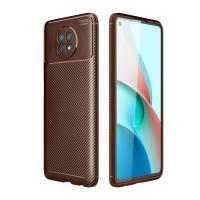 Newface Xiaomi Redmi Note 9 5G Kılıf Focus Karbon Silikon - Kahverengi