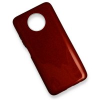 Newface Xiaomi Redmi Note 9 5G Kılıf Simli Katmanlı Silikon - Kırmızı