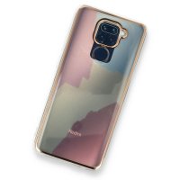 Newface Xiaomi Redmi Note 9 Kılıf Çiçekli Silikon - Buz Mavi