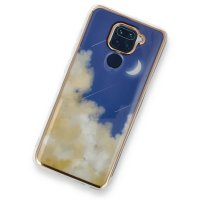 Newface Xiaomi Redmi Note 9 Kılıf Çiçekli Silikon - Lacivert