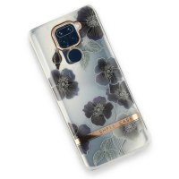 Newface Xiaomi Redmi Note 9 Kılıf Çiçekli Silikon - Mor