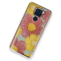 Newface Xiaomi Redmi Note 9 Kılıf Çiçekli Silikon - Pembe