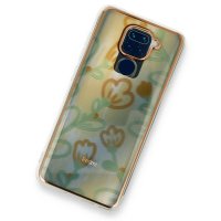 Newface Xiaomi Redmi Note 9 Kılıf Çiçekli Silikon - Sarı