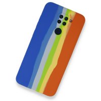 Newface Xiaomi Redmi Note 9 Kılıf Ebruli Lansman Silikon - Mavi-Turuncu
