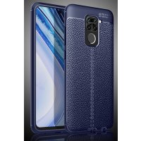 Newface Xiaomi Redmi Note 9 Kılıf Focus Derili Silikon - Lacivert