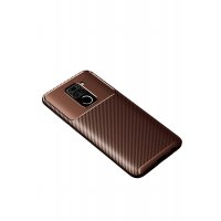 Newface Xiaomi Redmi Note 9 Kılıf Auto Focus Karbon Kapak - Kahverengi