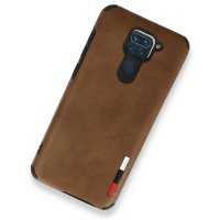 Newface Xiaomi Redmi Note 9 Kılıf Loop Deri Silikon - Kahverengi