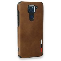 Newface Xiaomi Redmi Note 9 Kılıf Loop Deri Silikon - Kahverengi