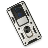 Newface Xiaomi Redmi Note 9 Kılıf Pars Lens Yüzüklü Silikon - Gümüş