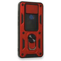 Newface Xiaomi Redmi Note 9 Kılıf Pars Lens Yüzüklü Silikon - Kırmızı