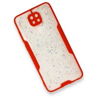 Newface Xiaomi Redmi Note 9 Kılıf Platin Simli Silikon - Kırmızı