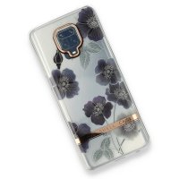 Newface Xiaomi Redmi Note 9 Pro Kılıf Çiçekli Silikon - Mor