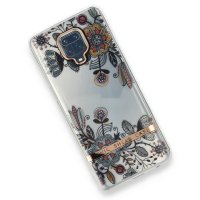 Newface Xiaomi Redmi Note 9 Pro Kılıf Çiçekli Silikon - Siyah