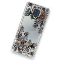 Newface Xiaomi Redmi Note 9 Pro Kılıf Çiçekli Silikon - Siyah