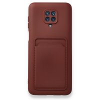 Newface Xiaomi Redmi Note 9 Pro Kılıf Kelvin Kartvizitli Silikon - Bordo