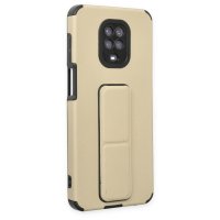 Newface Xiaomi Redmi Note 9 Pro Kılıf Mega Standlı Silikon - Gold