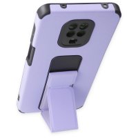 Newface Xiaomi Redmi Note 9 Pro Kılıf Mega Standlı Silikon - Lila