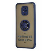 Newface Xiaomi Redmi Note 9 Pro Kılıf Montreal Yüzüklü Silikon Kapak - Lacivert