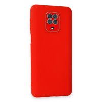 Newface Xiaomi Redmi Note 9S Kılıf Lansman Glass Kapak - Kırmızı