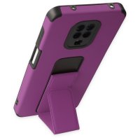 Newface Xiaomi Redmi Note 9S Kılıf Mega Standlı Silikon - Mor