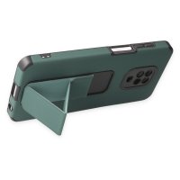 Newface Xiaomi Redmi Note 9S Kılıf Mega Standlı Silikon - Yeşil