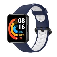 Newface Xiaomi Redmi Watch 2 Lite Spor Delikli Kordon - Lacivert-Beyaz