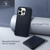 Santa Barbara Polo Racquet Club iPhone 13 Pro Max Timothy Cüzdanlı Standlı Kapak - Siyah
