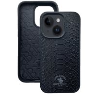 Santa Barbara Polo Racquet Club iPhone 15 Knight Deri Kapak - Siyah