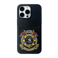 Santa Barbara Polo Racquet Club iPhone 15 Pro Abner İçi Süet Nakış Desenli Kartvizitli Kılıf - Siyah