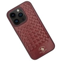 Santa Barbara Polo Racquet Club iPhone 15 Pro Max Ravel Deri Kapak - Kırmızı