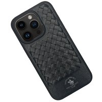 Santa Barbara Polo Racquet Club iPhone 15 Pro Max Ravel Deri Kapak - Siyah