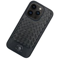 Santa Barbara Polo Racquet Club iPhone 15 Pro Max Ravel Deri Kapak - Siyah