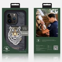 Santa Barbara Polo Racquet Club iPhone 15 Pro Max Savanna Kapak - Snow Leopard Beyaz