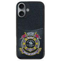 Santa Barbara Polo Racquet Club iPhone 16 Abner İçi Süet Nakış Desenli Kartvizitli Kılıf - Siyah