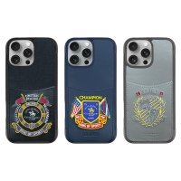 Santa Barbara Polo Racquet Club iPhone 16 Pro Abner İçi Süet Nakış Desenli Kartvizitli Kılıf - Siyah