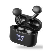 Tozo T21 Tonal Fits Dijital Şarj Göstergeli IPX8 Su Geçirmez 14.2mm Dinamik Sürücü Kablosuz TWS Airpods Kulaklık - Siyah