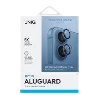 Uniq iPhone 16 Plus Optix Alüminyum Kamera Lens Koruyucu - Mavi