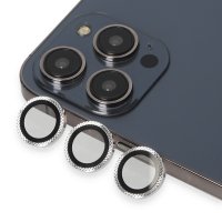 URR iPhone 14 Pro Max Rhomb Snakeskin AR Kamera Lens Koruyucu - Gümüş