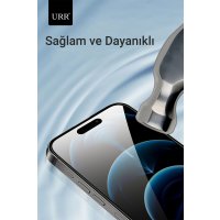 URR iPhone 15 Plus 3D Curved Edge HD Cam Ekran Koruyucu - Siyah