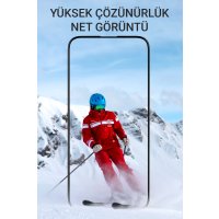 URR iPhone 15 Pro 2.5D Antistatik Silkscreen Cam Ekran Koruyucu - Siyah