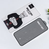 URR iPhone 15 Pro 2.5D Antistatik Silkscreen Cam Ekran Koruyucu - Siyah
