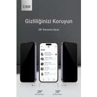 URR iPhone 15 Pro 3D Privacy Resin Edge Cam Ekran Koruyucu - Siyah