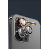 URR iPhone 14 Pro 3D PVD Dioxide Kamera Lens Koruyucu - Siyah