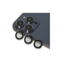 URR iPhone 15 Pro Rhomb Snakeskin AR Kamera Lens Koruyucu - Siyah