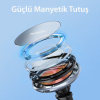 Yesido C132 15W Kablosuz Şarjlı Mıknatıslı Yapışkanlı Ayarlanabilir Magsafe Araç Tutucu - Siyah