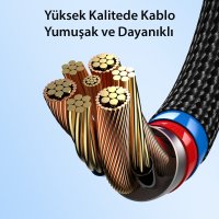 Yesido CA115 3M 27W Hasırlı Type-C to Lightning PD Hızlı Şarj Kablosu - Siyah